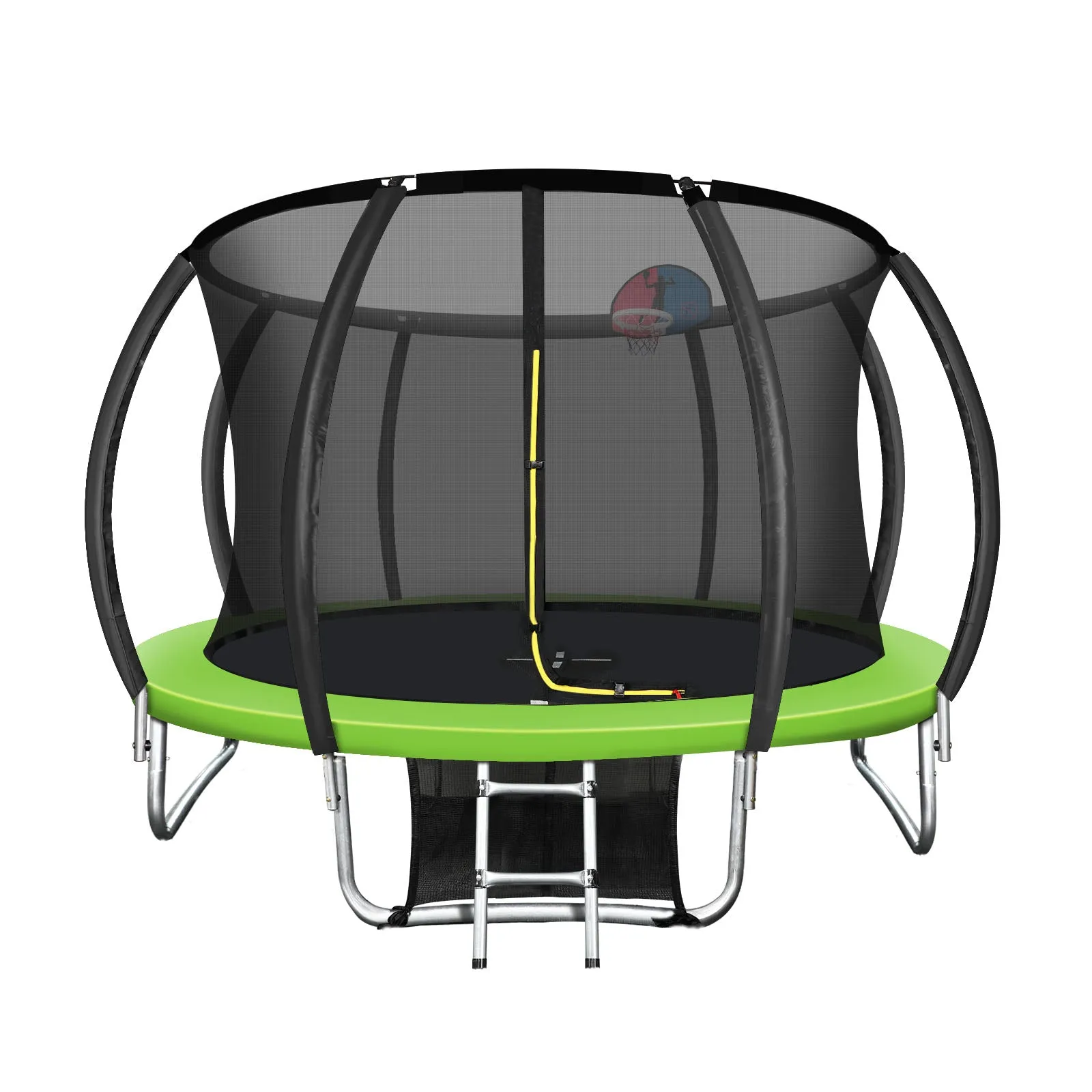 Mazam 10FT Round Spring Trampolines Kids Safety Net Enclosure w/ Basketball Set