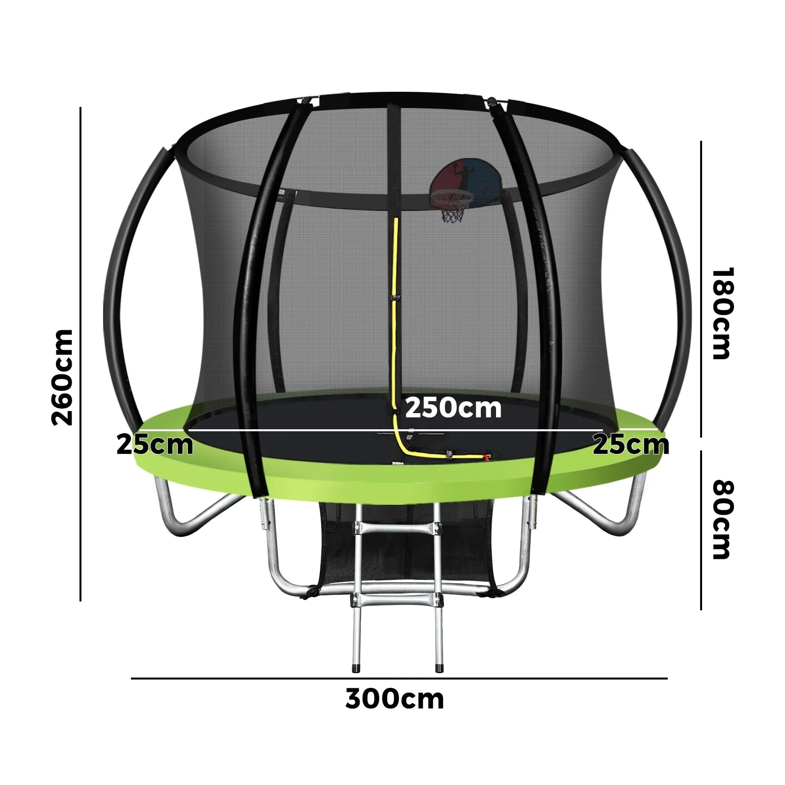 Mazam 10FT Round Spring Trampolines Kids Safety Net Enclosure w/ Basketball Set