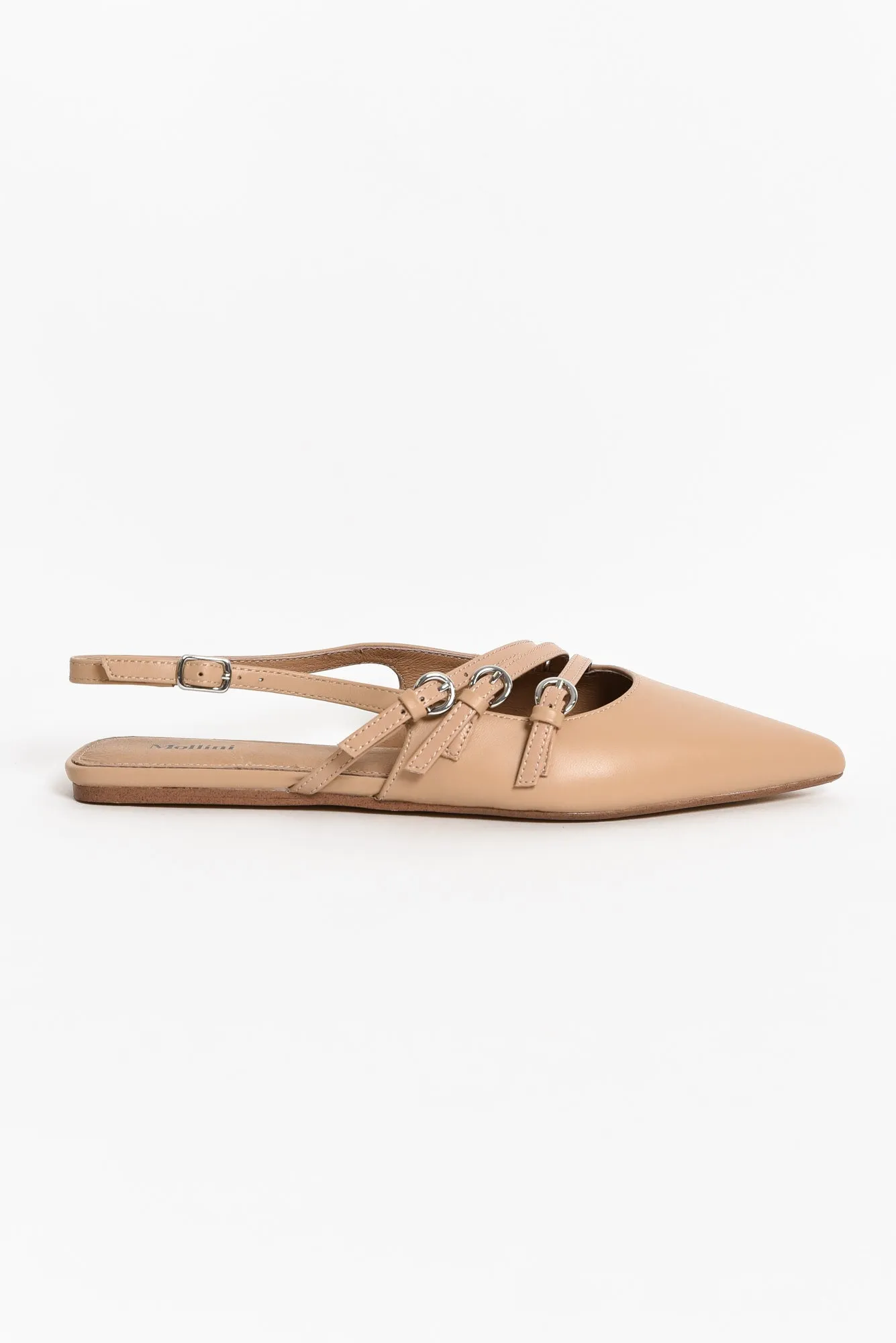 Moena Tan Leather Slingback Mule