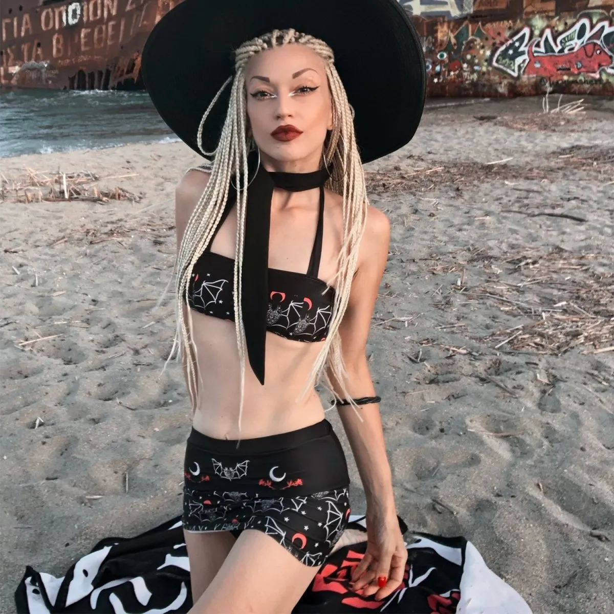 Two Headed Bat Retro Skirted Bikini