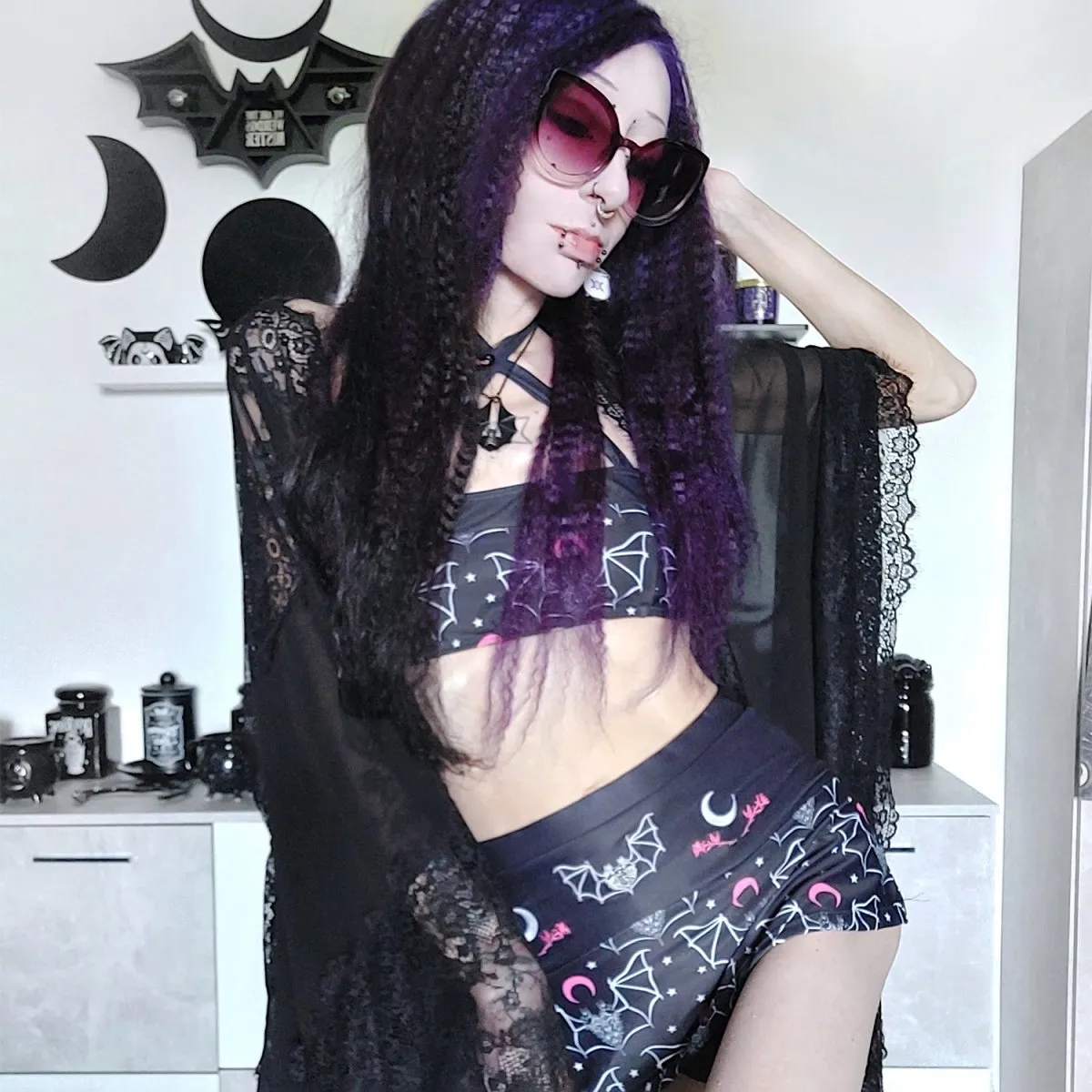 Two Headed Bat Retro Skirted Bikini