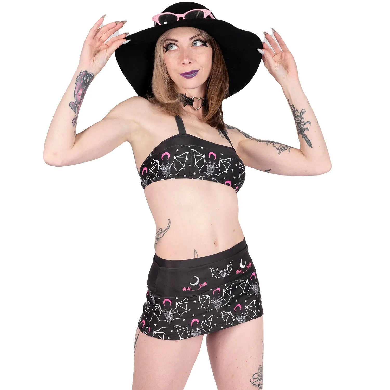 Two Headed Bat Retro Skirted Bikini