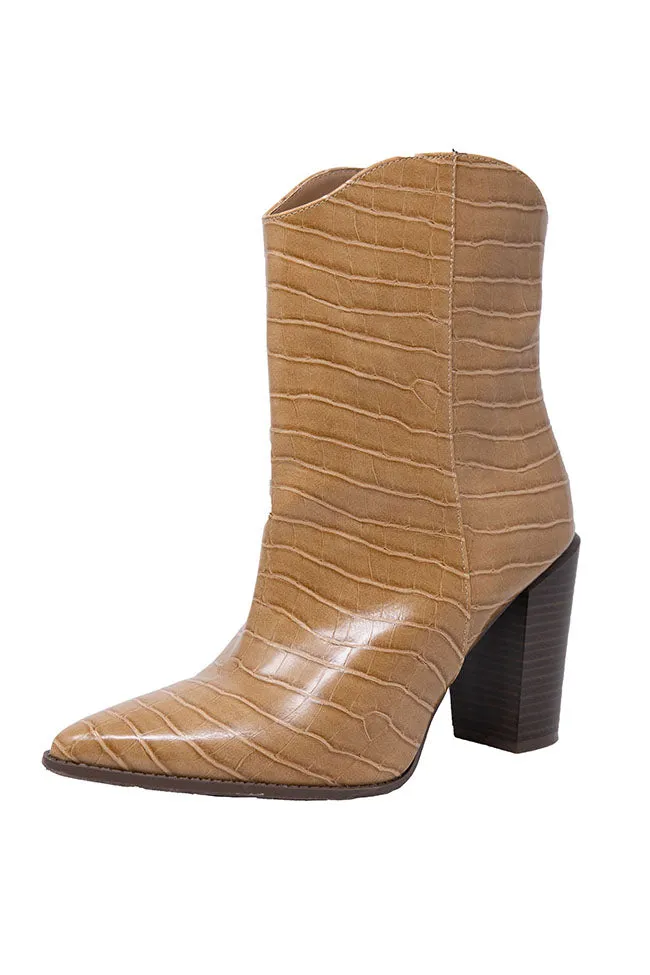 Yasmine Brown Snakeskin Booties FINAL SALE