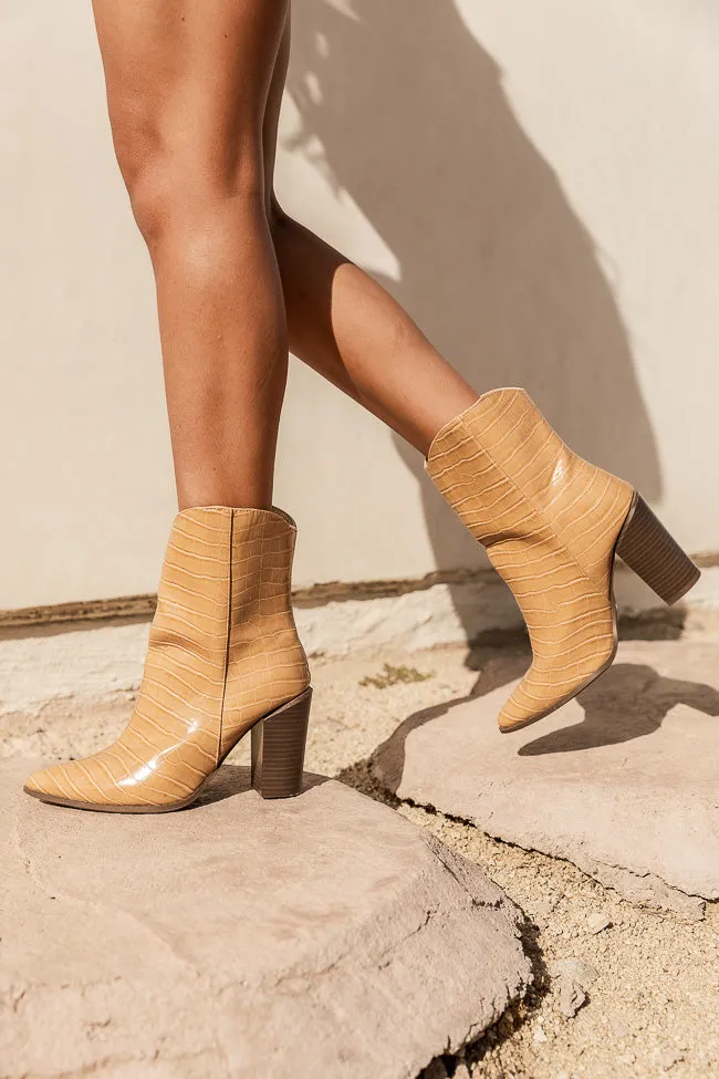 Yasmine Brown Snakeskin Booties FINAL SALE