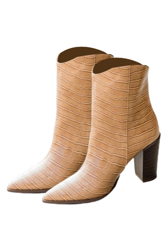 Yasmine Brown Snakeskin Booties FINAL SALE
